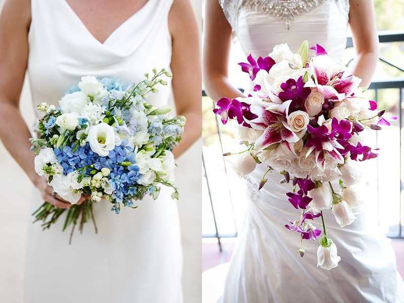 Коллекция фото лучших свадебных букетов для невесты из самых разных цветов: из роз, из хризантем, из пионов, из калл, из орхидей, из гербер, из фрезий, из лилий