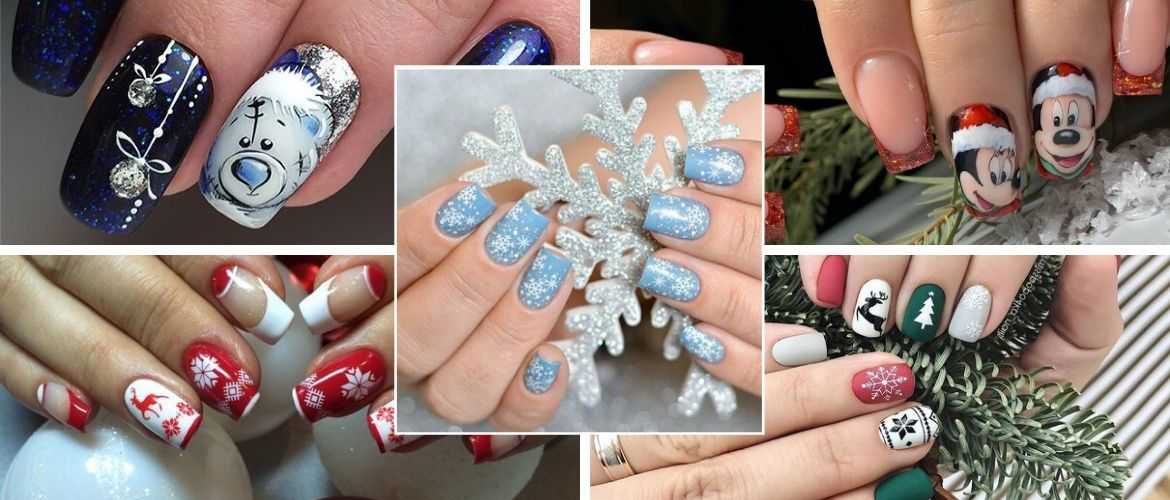 Много новых, свежих фото модного дизайна ногтей на Новый год 2020, а также видео - уроки Новогодний дизайн ногтей гель-лаком с вензелями, блестками, стразами и др