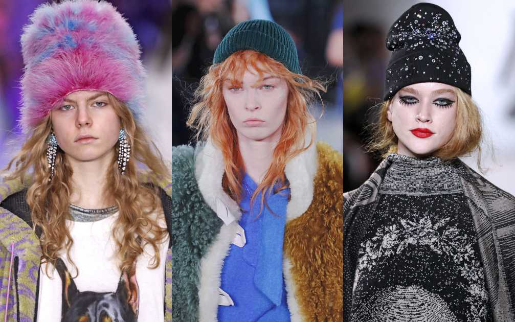 Восемь самых модных моделей женских вязаных шапок сезона осень-зима 2020-2021: бини, капор, чалма, повязки на голову, шапки с помпоном и другие актуальные модели шапок